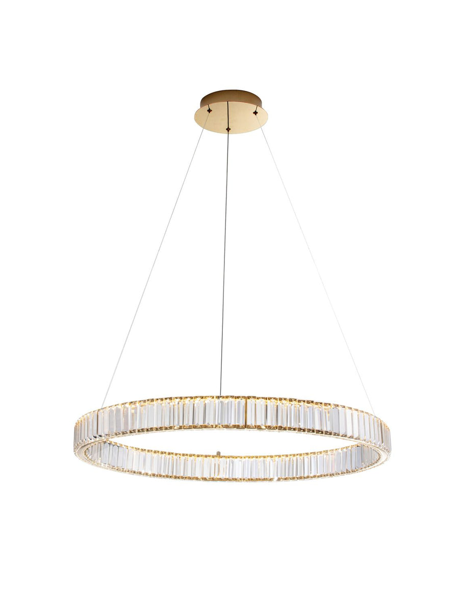 Suspension Aurelia dorée, cristal, H 150 cm (9333076)