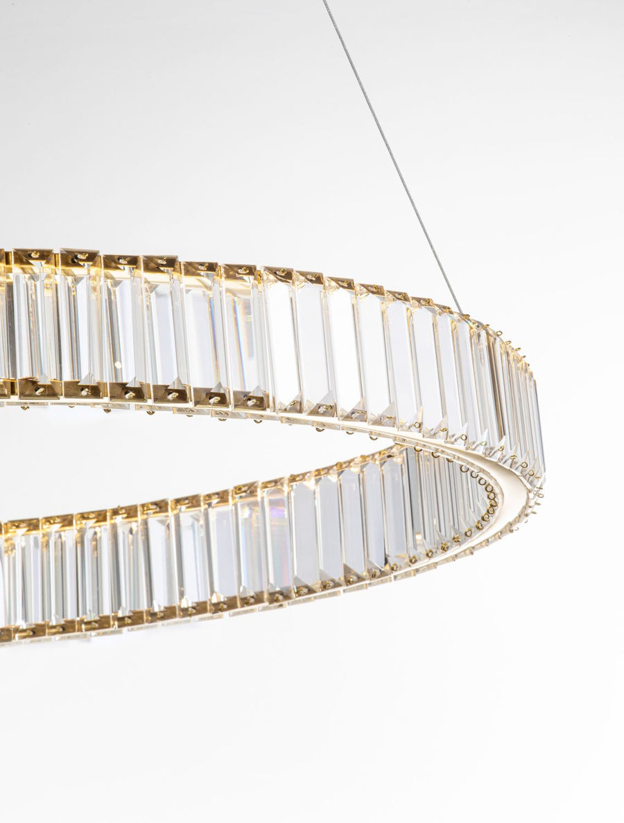 Suspension Aurelia dorée, cristal, H 150 cm (9333076)