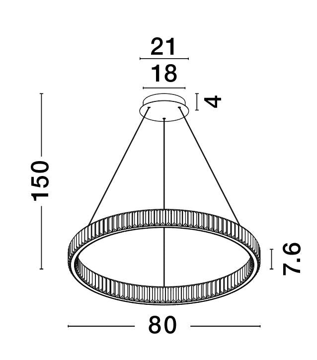 Suspension Aurelia dorée, cristal, H 150 cm (9333076)