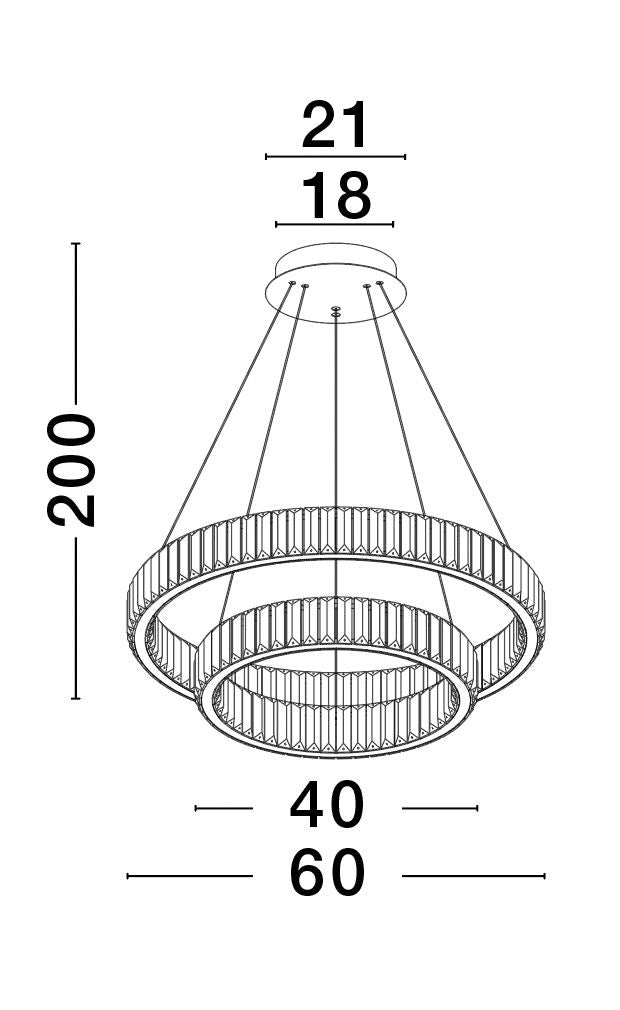 Suspension Aurelia dorée, cristal, H 150 cm (9333077)
