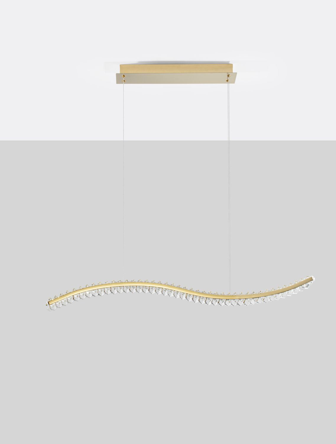 Suspension Aurelia dorée, cristal, H 150 cm (9333078)