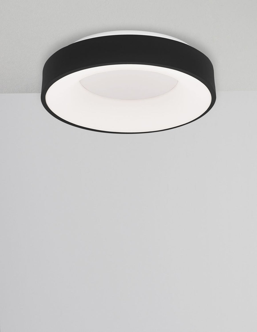 Plafonnier Rando Thin noir, Ø 38 cm
