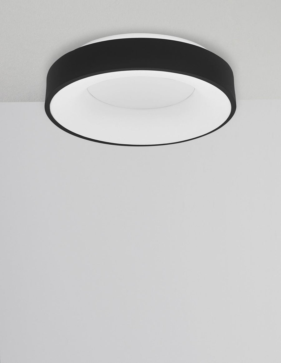 Plafonnier Rando Thin noir, Ø 38 cm