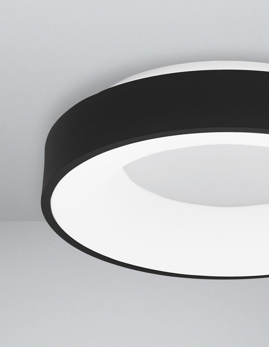Plafonnier Rando Thin noir, Ø 38 cm