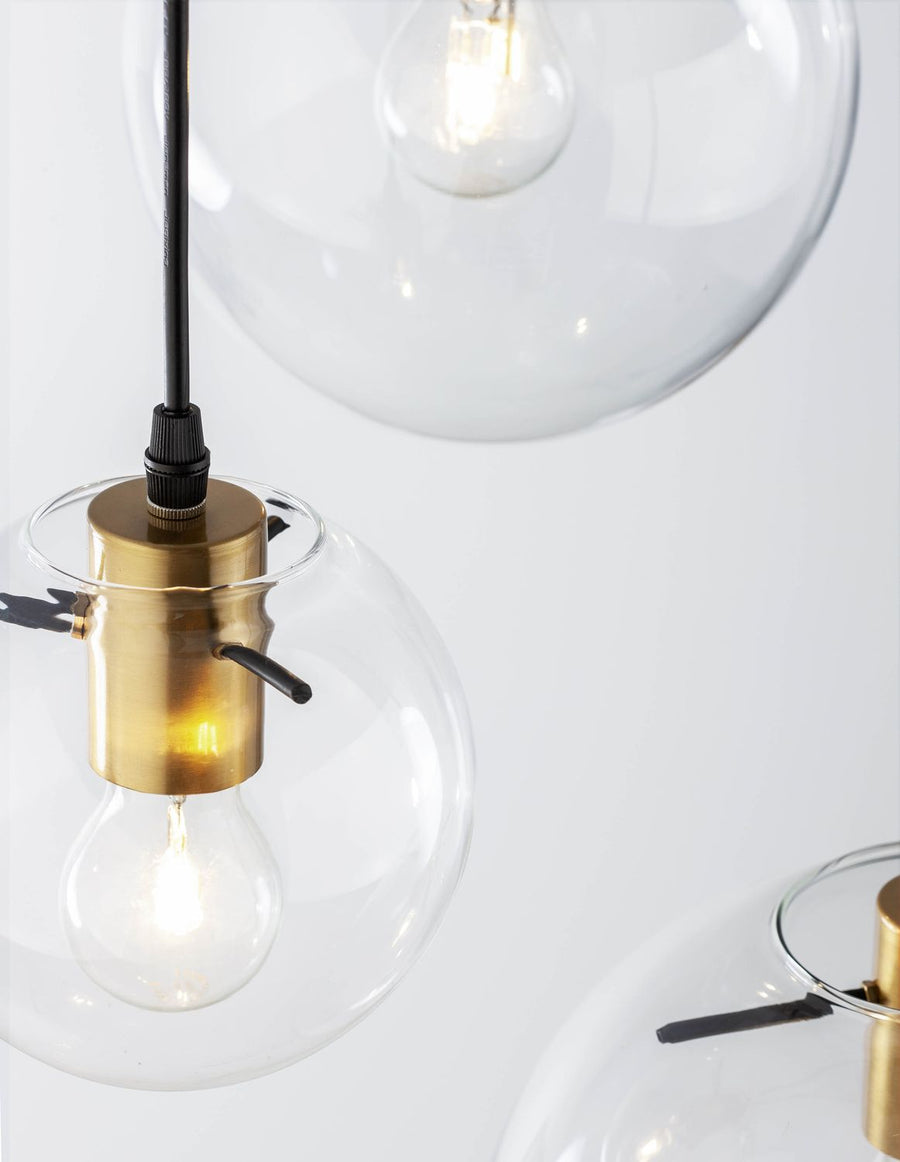 Suspension Mirale 3 lumières noire, verre