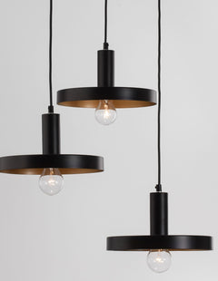 Suspension Garni 3 lumières noire