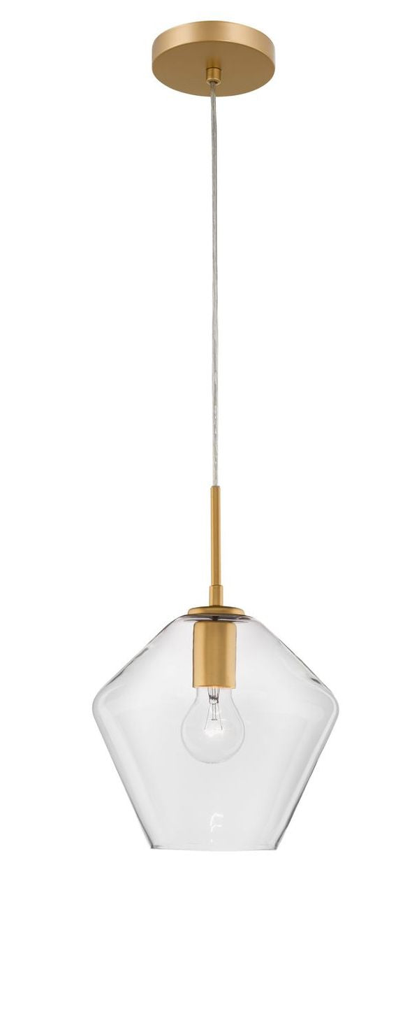 Suspension Prisma dorée, verre, H 122 cm