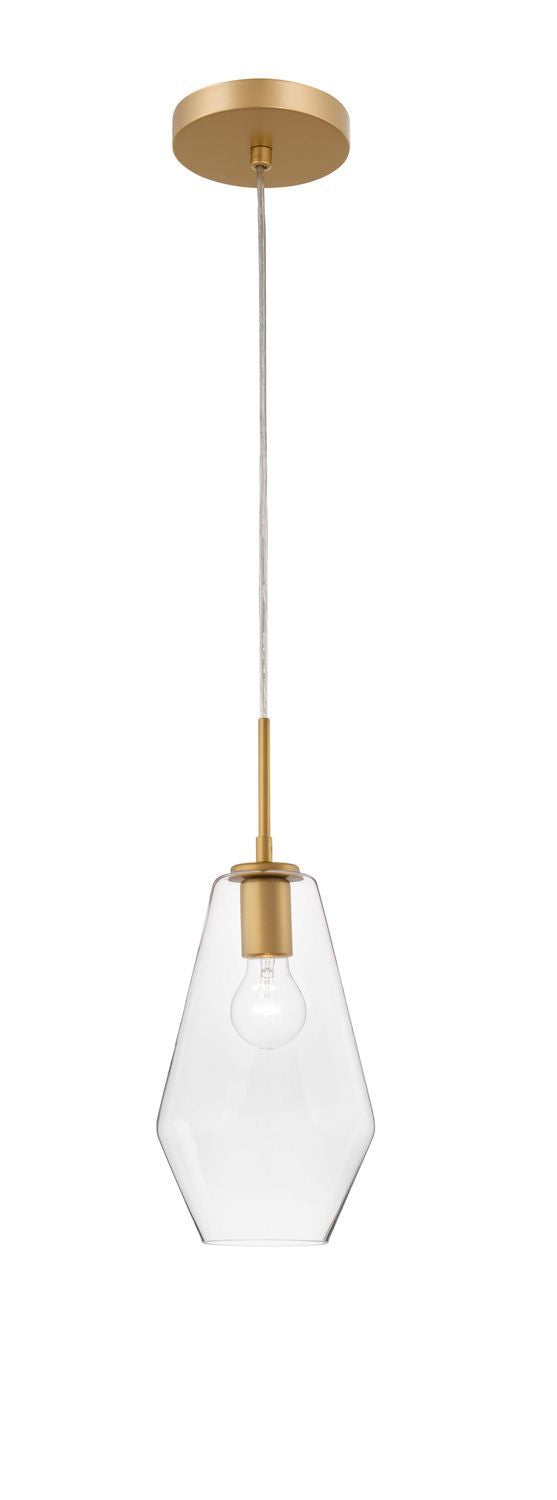Suspension Prisma dorée, verre, H 120 cm