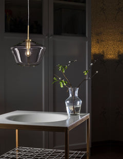 Suspension Prisma dorée, verre, H 124 cm