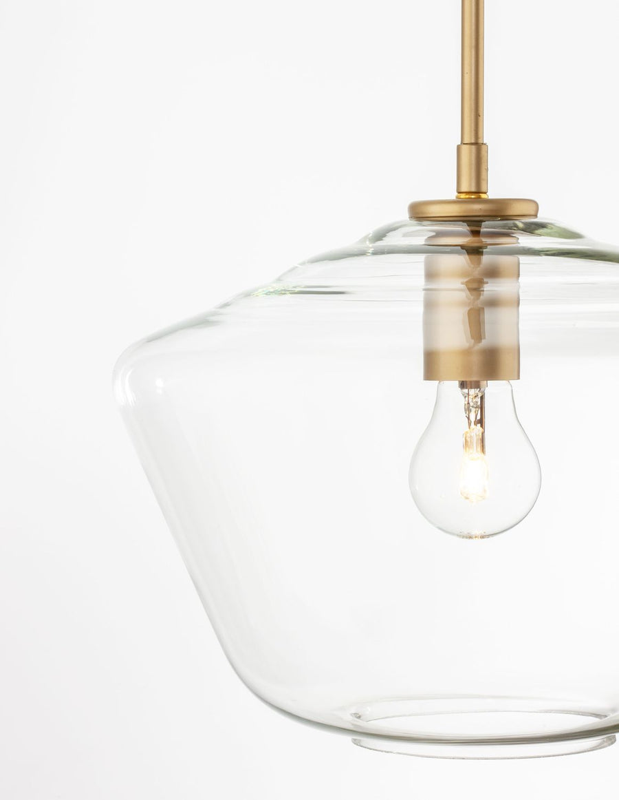 Suspension Prisma dorée, verre, H 124 cm