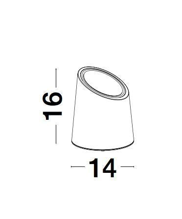 Schéma technique de la borne avec cotes seize et quatorze