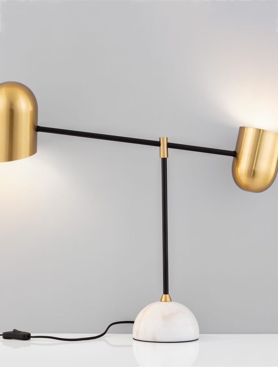 Lampe à poser Nela 2 lumières blanche, marbre