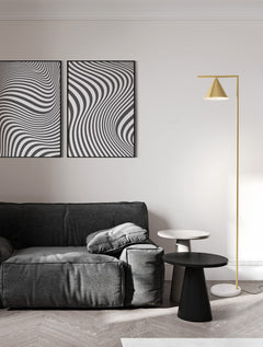 Lampadaire Sway doré, marbre
