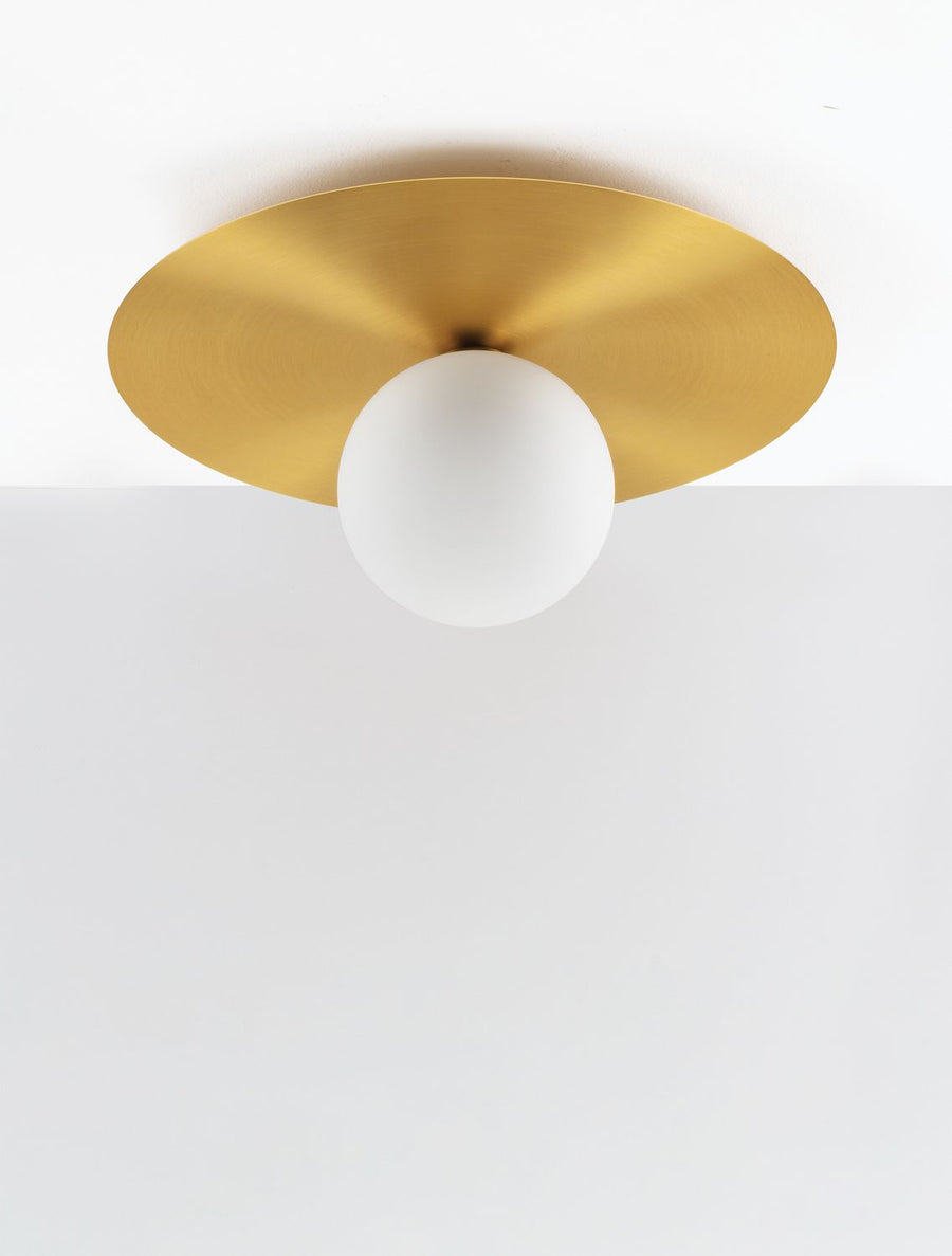 Plafonnier Indigo doré, verre, Ø 40 cm
