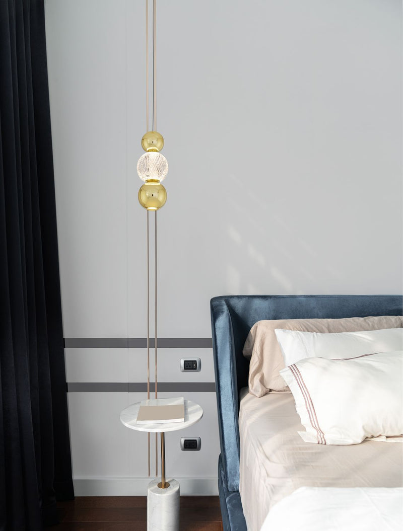 Suspension Brille dorée, H 250 cm