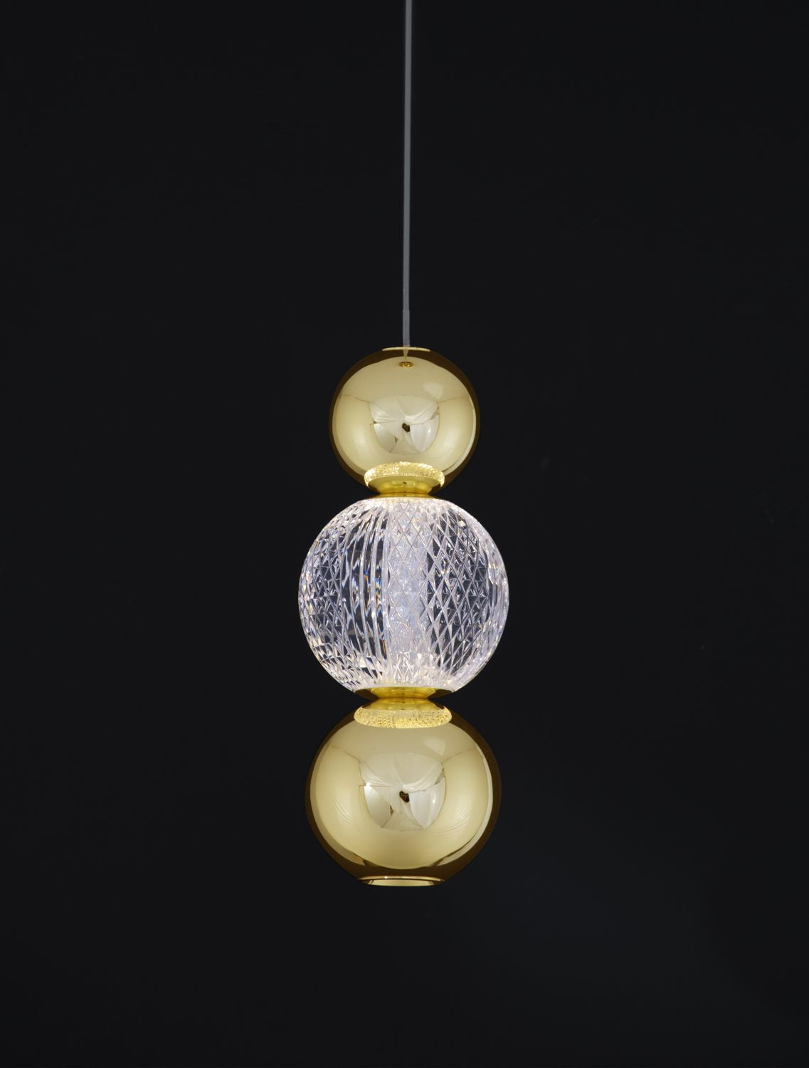 Suspension Brille dorée, H 250 cm
