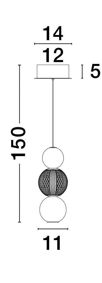 Schéma coté indiquant une hauteur de 150 cm et un diamètre de 11 cm