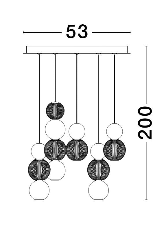 Suspension Brille dorée, H 200 cm (9511050)