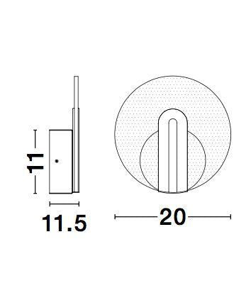 Schéma technique avec dimensions : profondeur 11,5 cm et diamètre 20 cm.