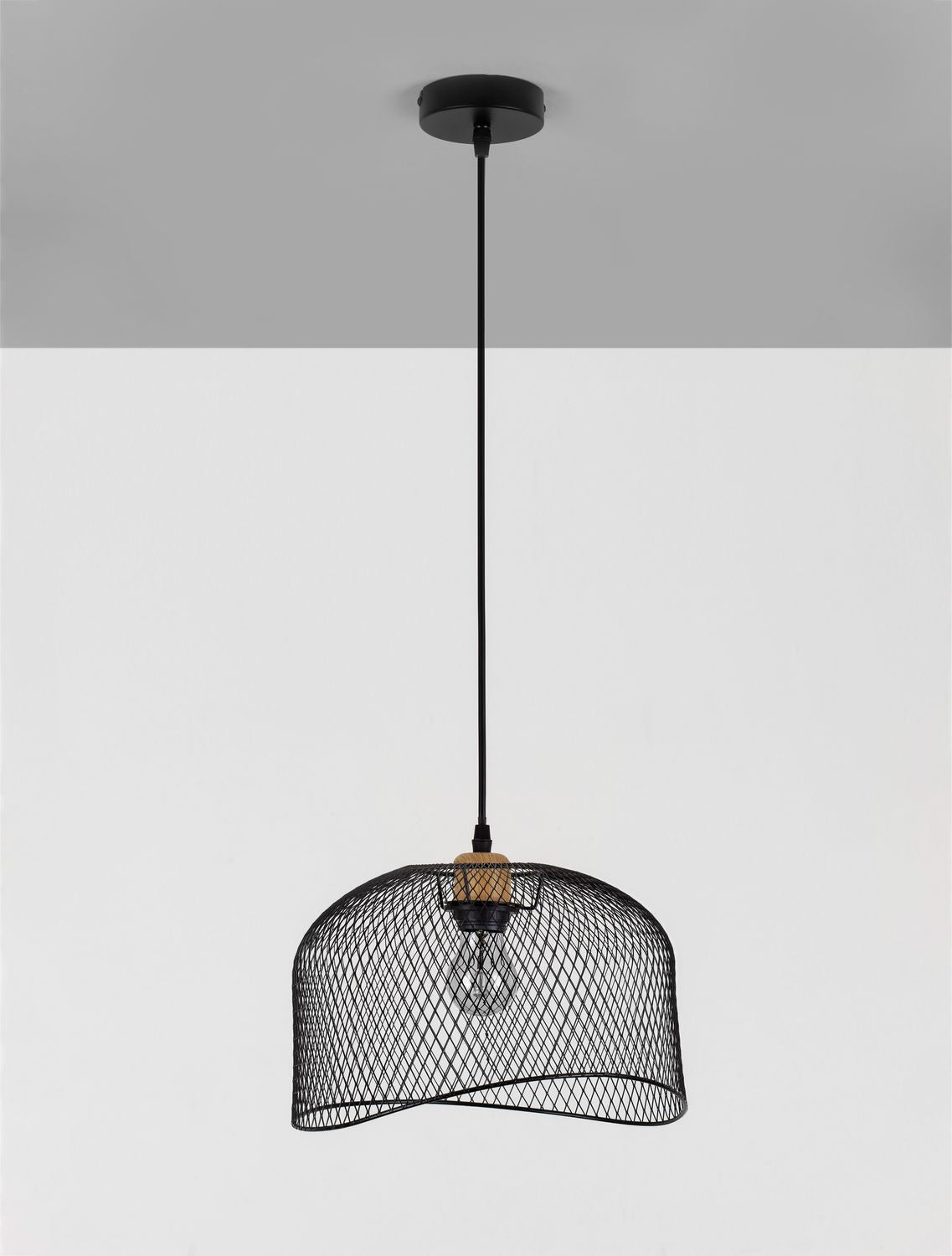Suspension Lyron noire, bois