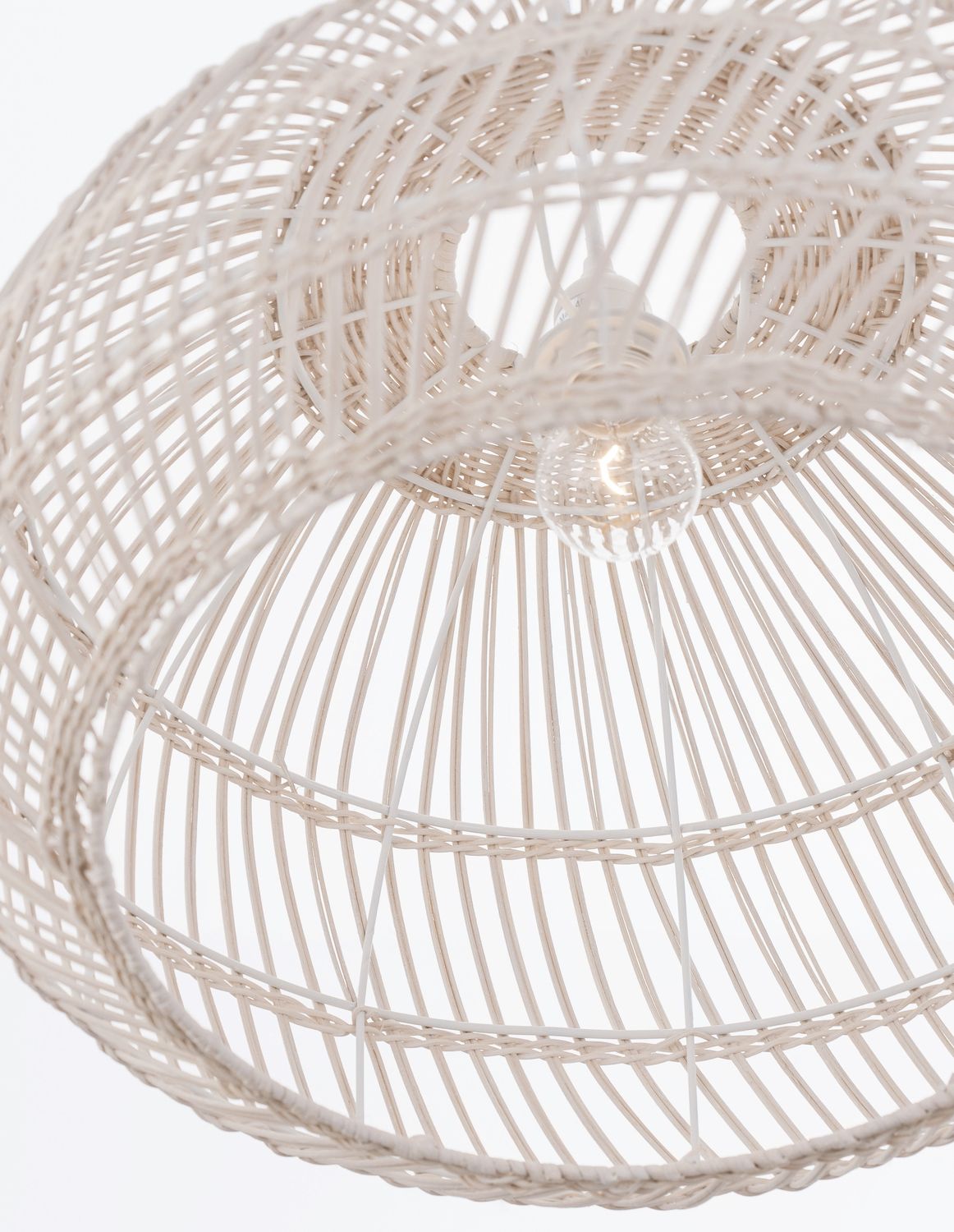 Suspension Melody crème, rotin