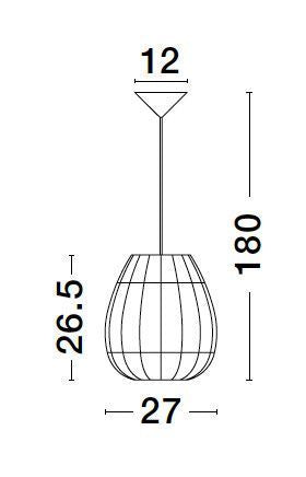 Suspension Marlo beige, rotin, H 180 cm
