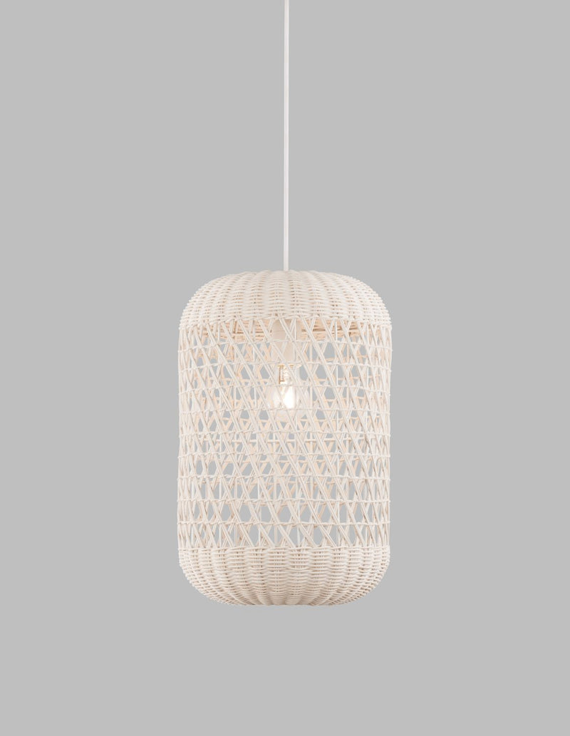 Suspension Aurora crème, rotin