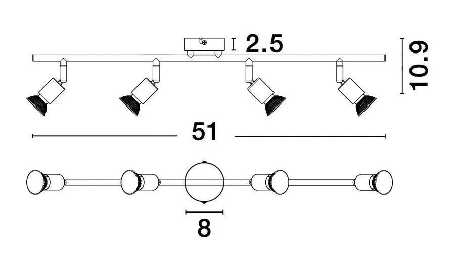 Plafonnier LUP 4 lumières noir