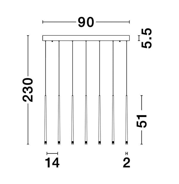 Suspension Giono noire, H 230 cm (9601007)