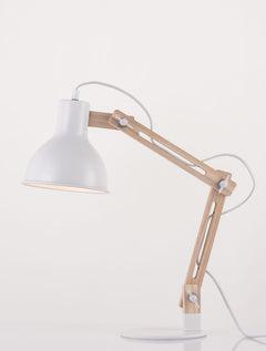 Lampe à poser Grou blanche, bois