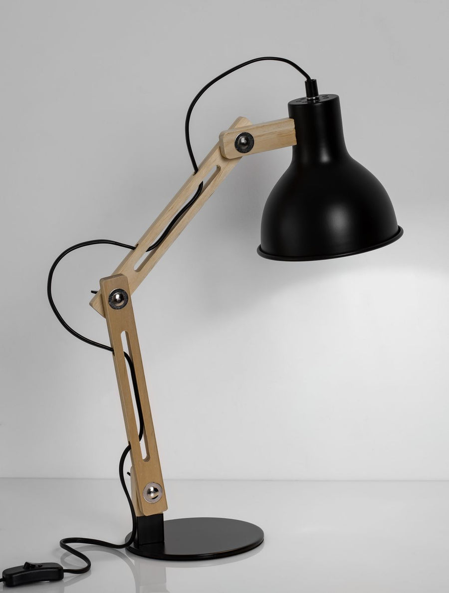 Lampe à poser Grou noire, bois