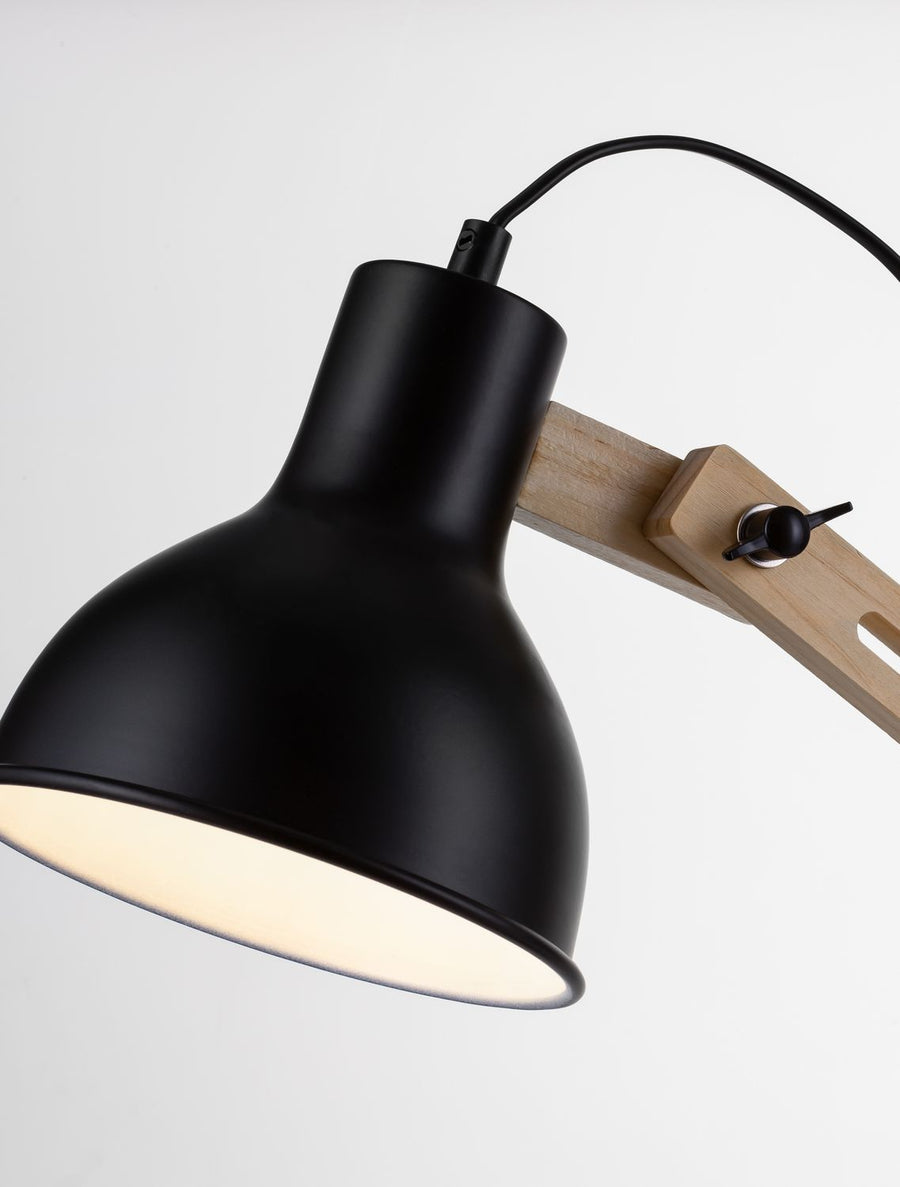 Lampe à poser Grou noire, bois