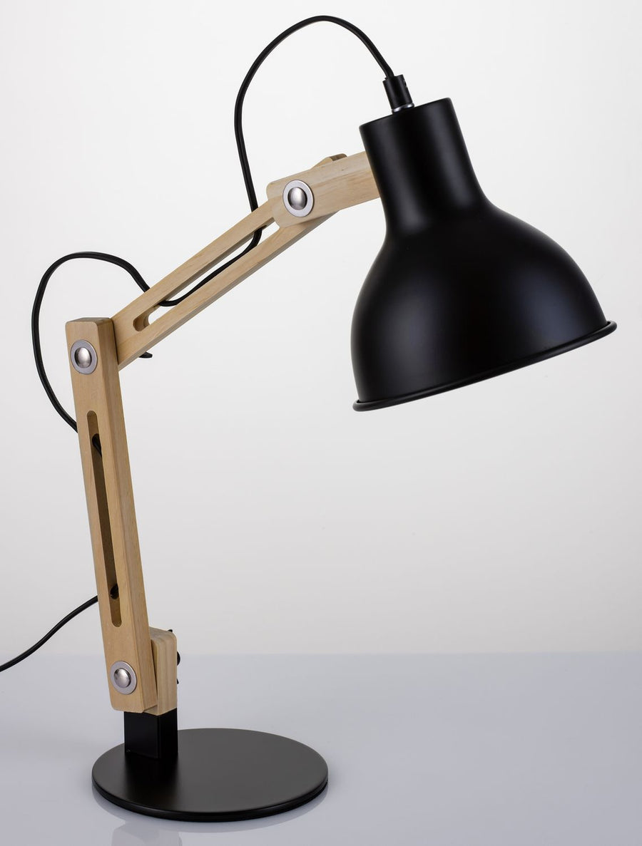 Lampe à poser Grou noire, bois
