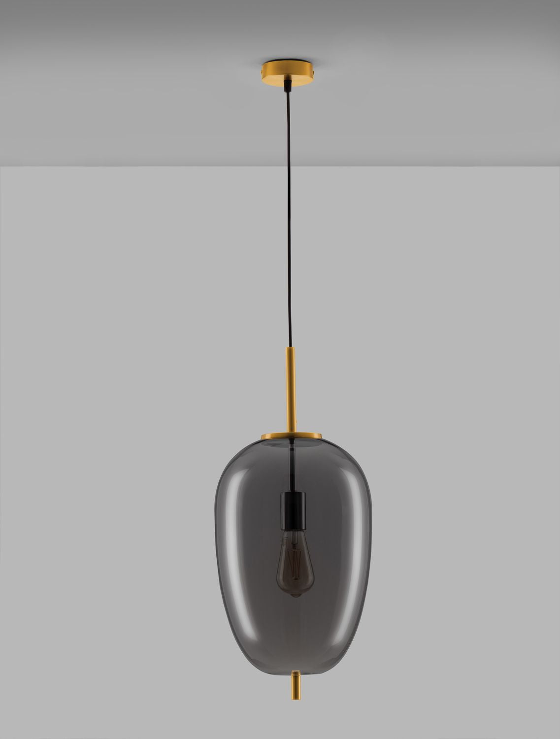 Vue d'ensemble du luminaire suspendu sur fond gris clair