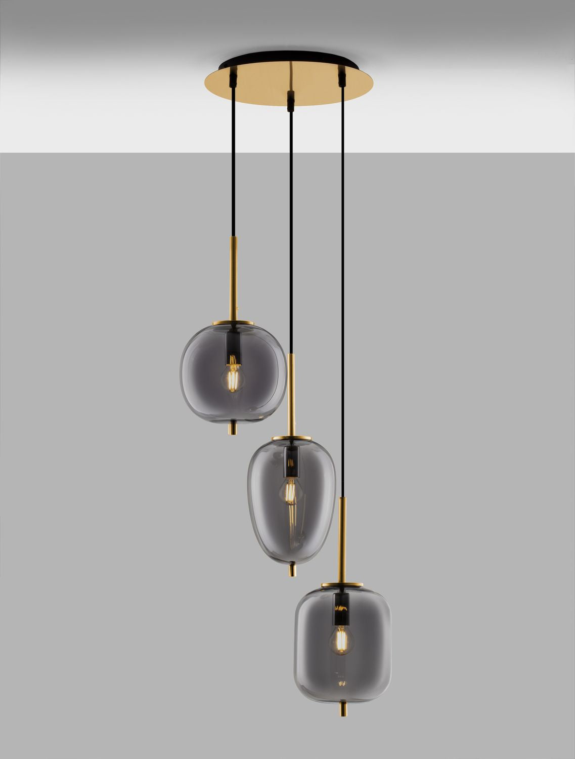 Suspension Lato 3 lumières dorée, verre (9624082)