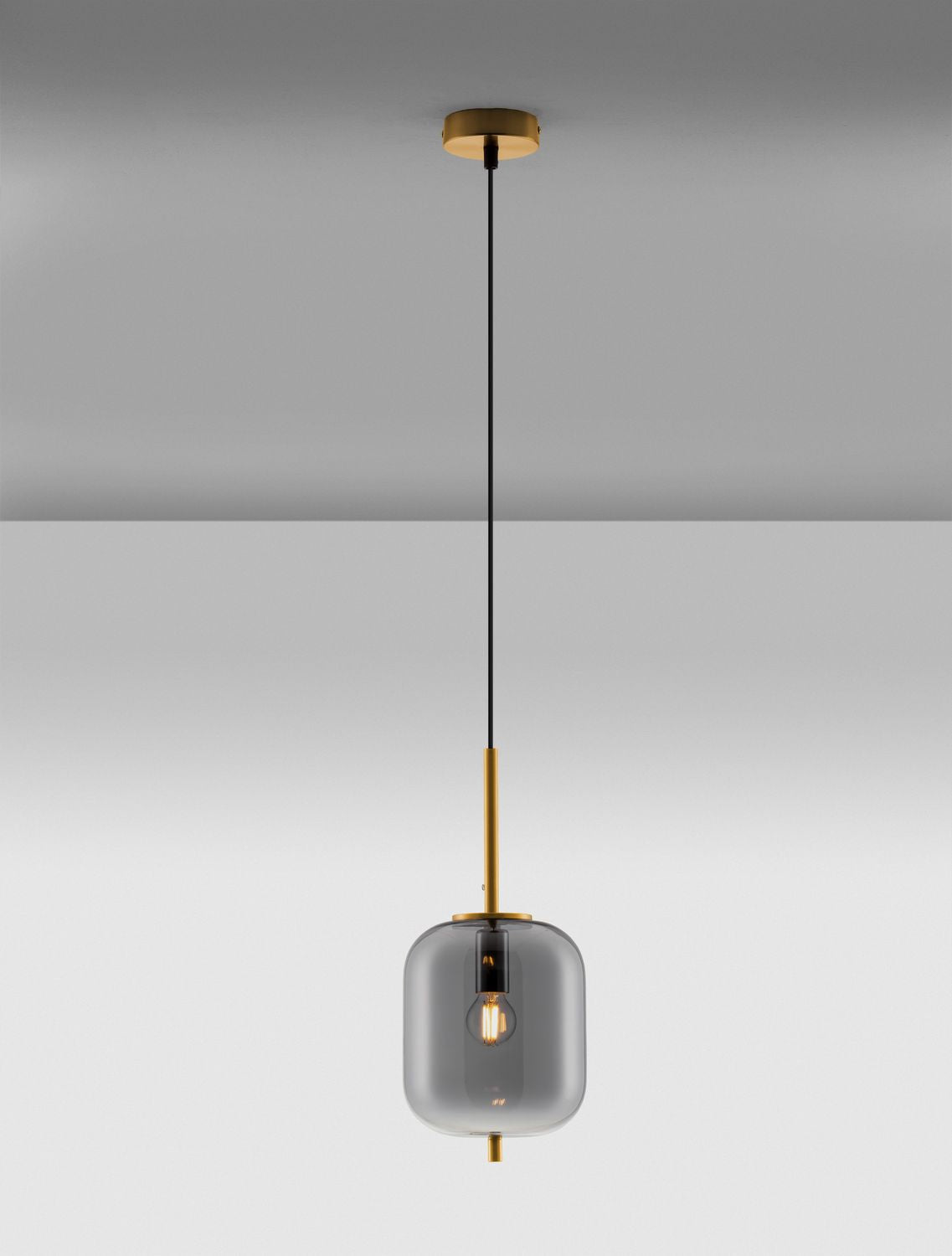 Suspension Lato dorée et fumée, verre (9624097)