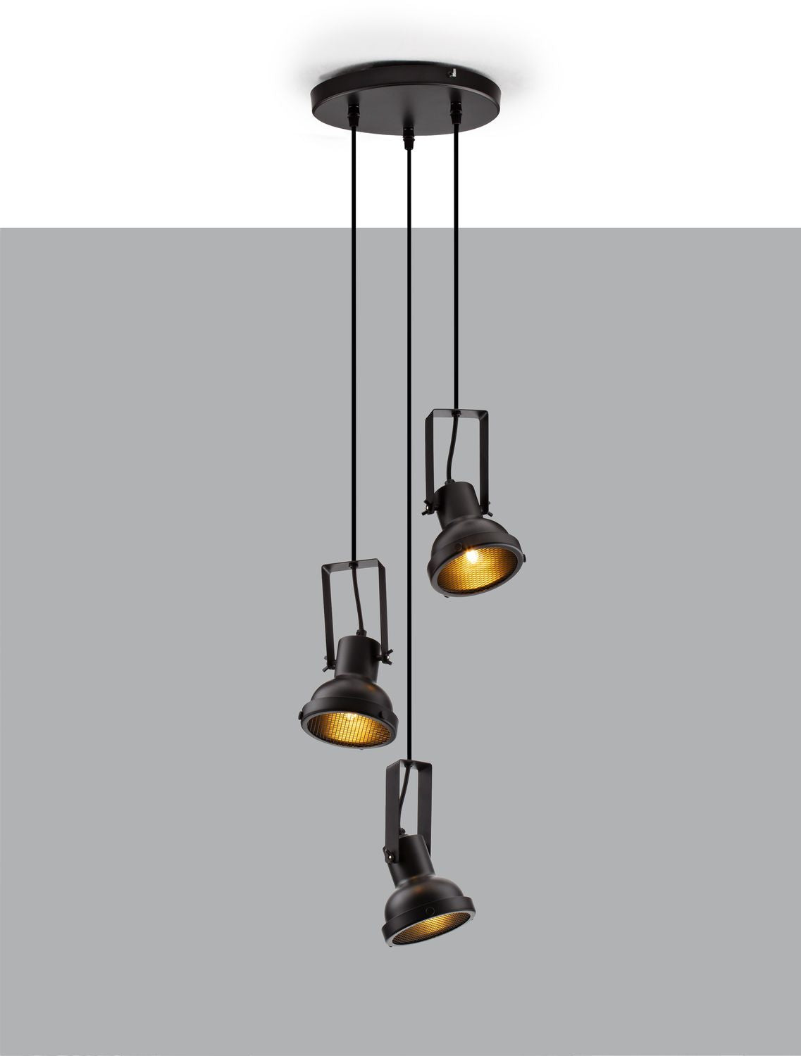 Suspension Ruvi 3 lumières noire