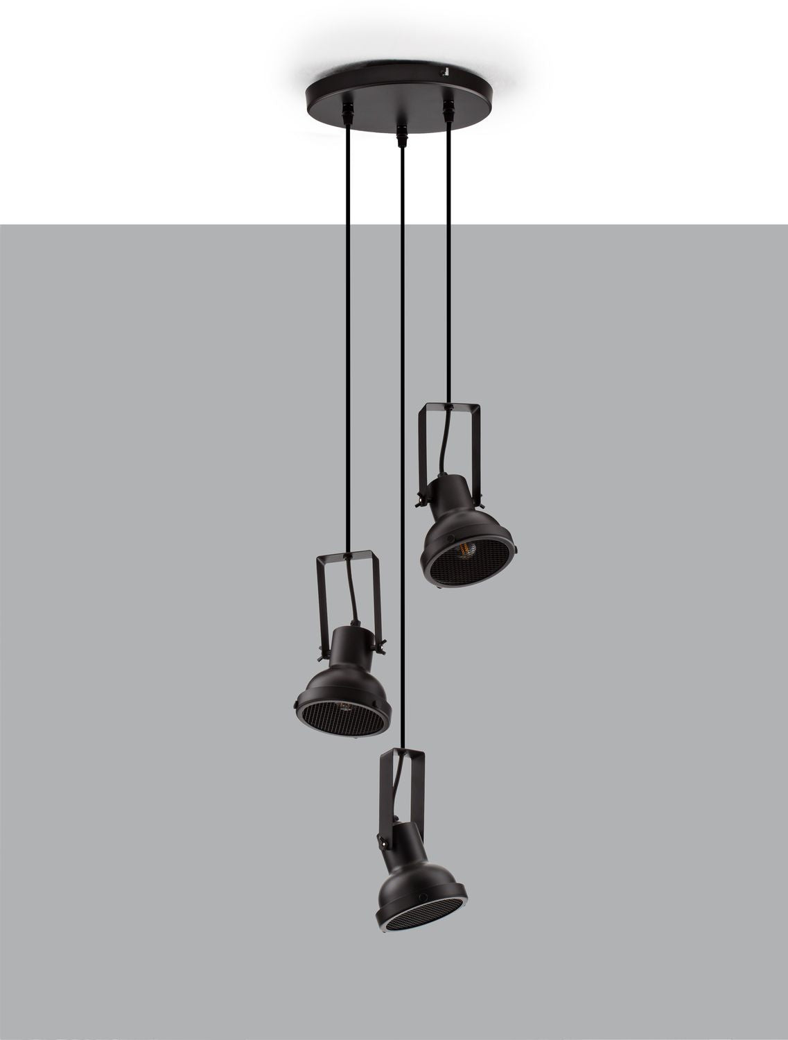 Suspension Ruvi 3 lumières noire