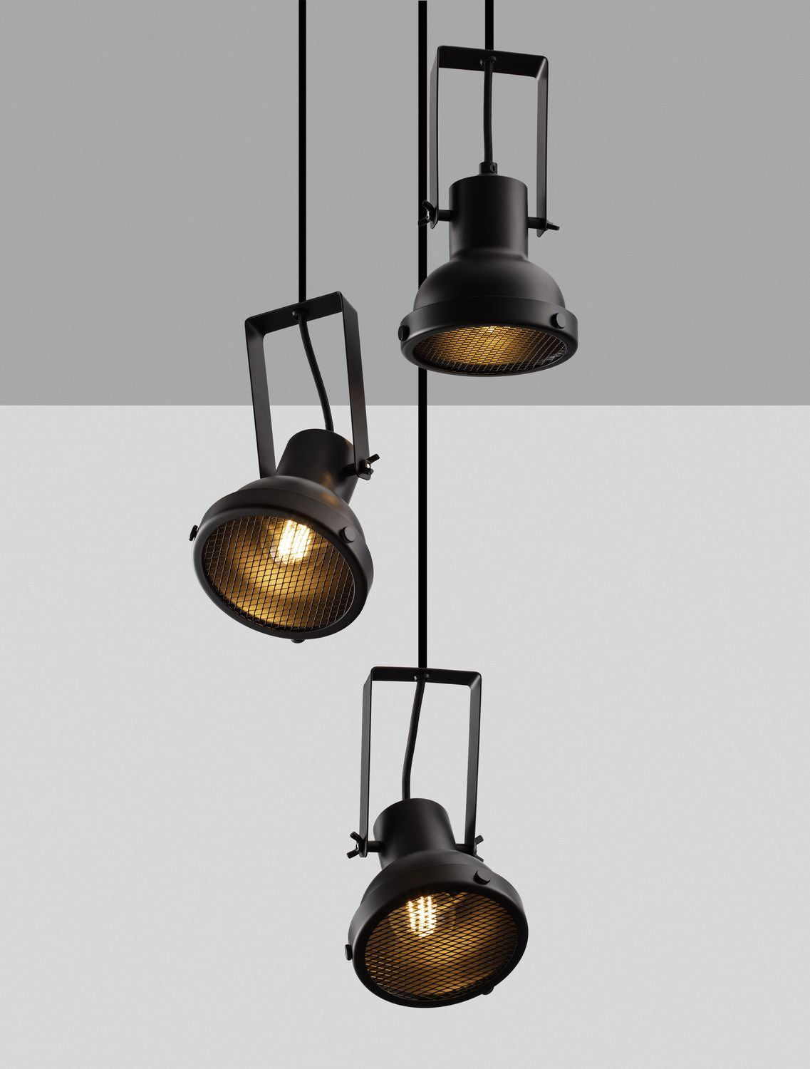 Suspension Ruvi 3 lumières noire