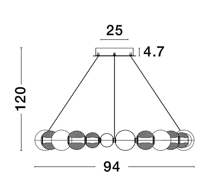 Suspension Brille dorée, H 120 cm (9695202)