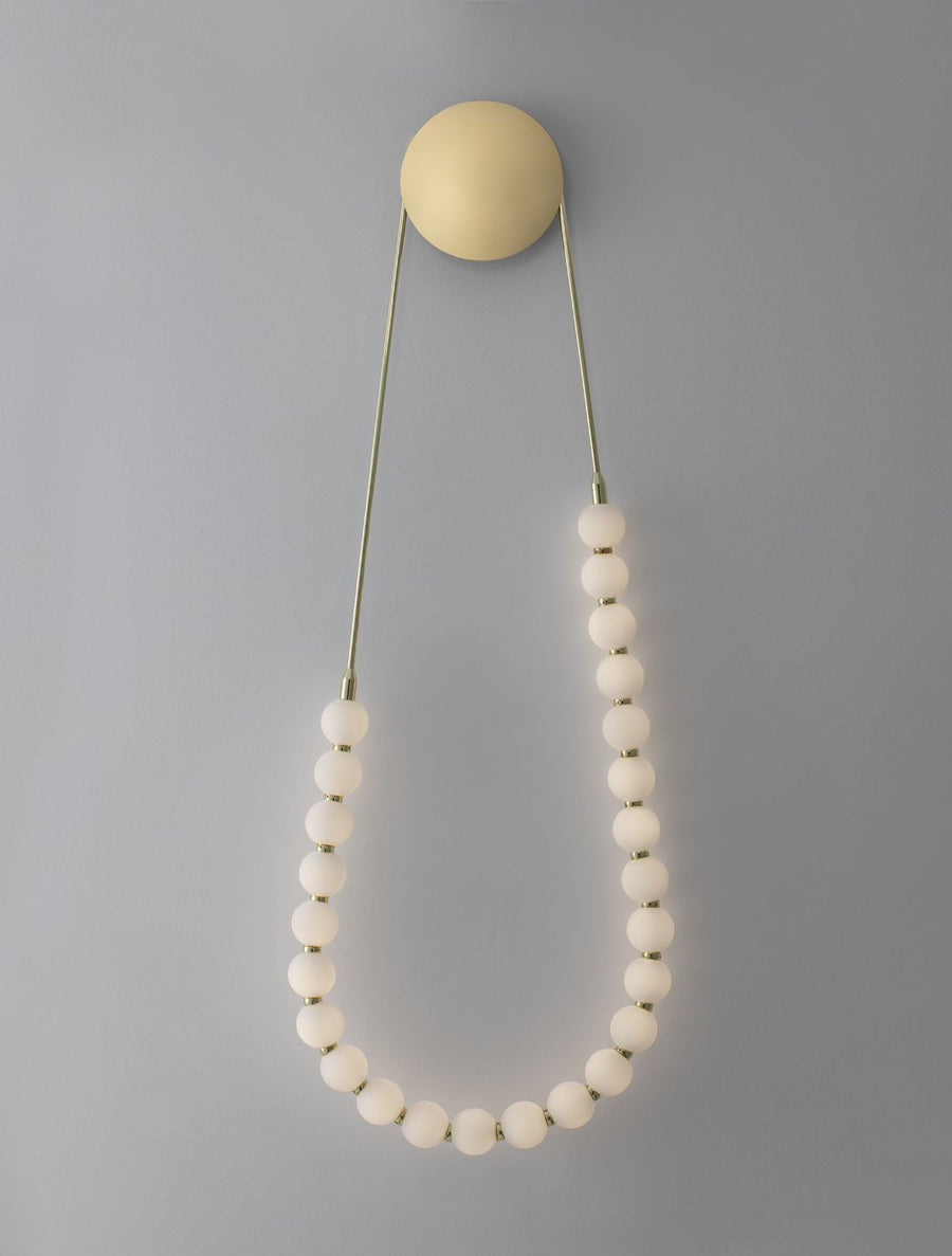 Applique murale Perla dorée, verre, H 132 cm