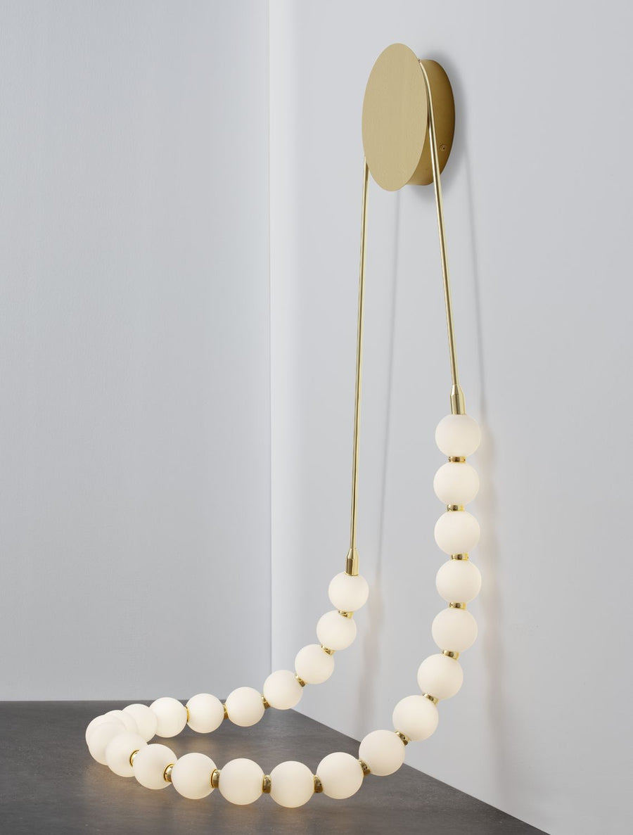 Applique murale Perla dorée, verre, H 132 cm