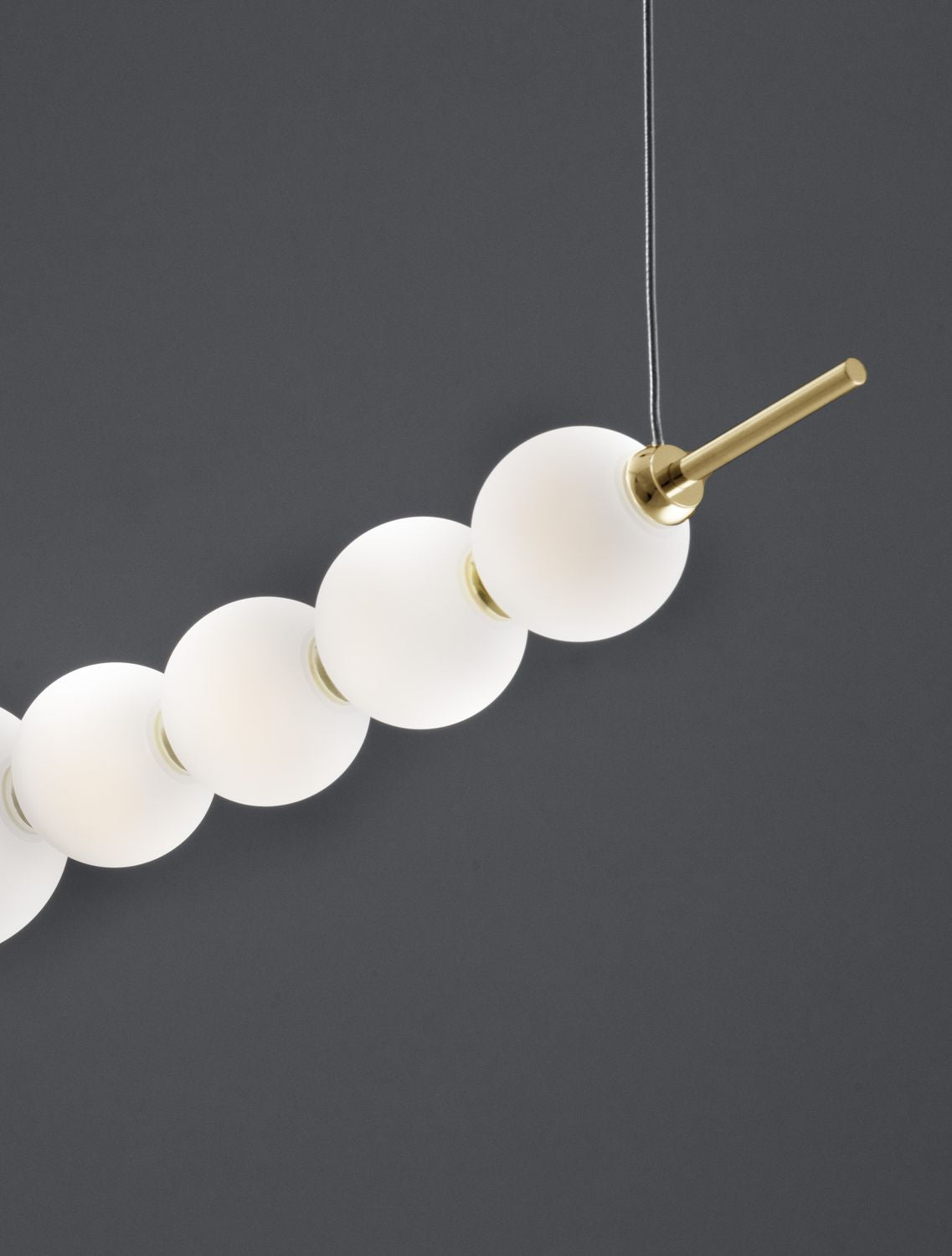 Suspension Perla dorée, verre, H 120 cm