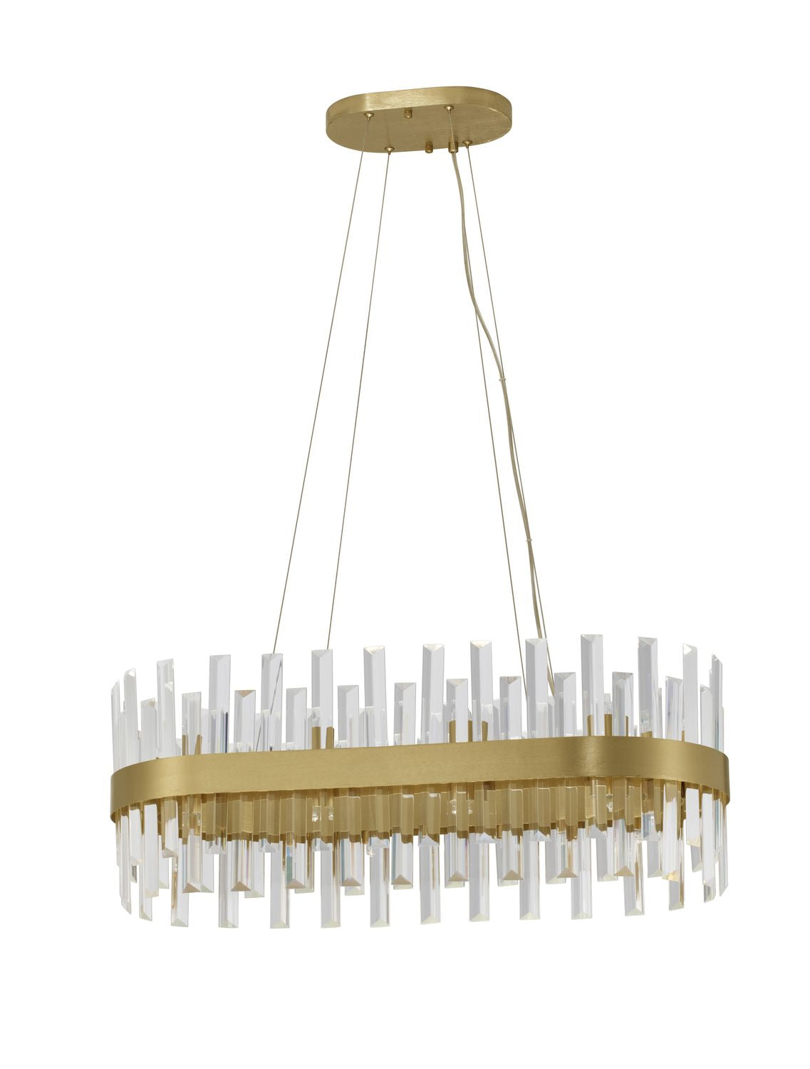 Suspension Crown 10 lumières dorée, cristal