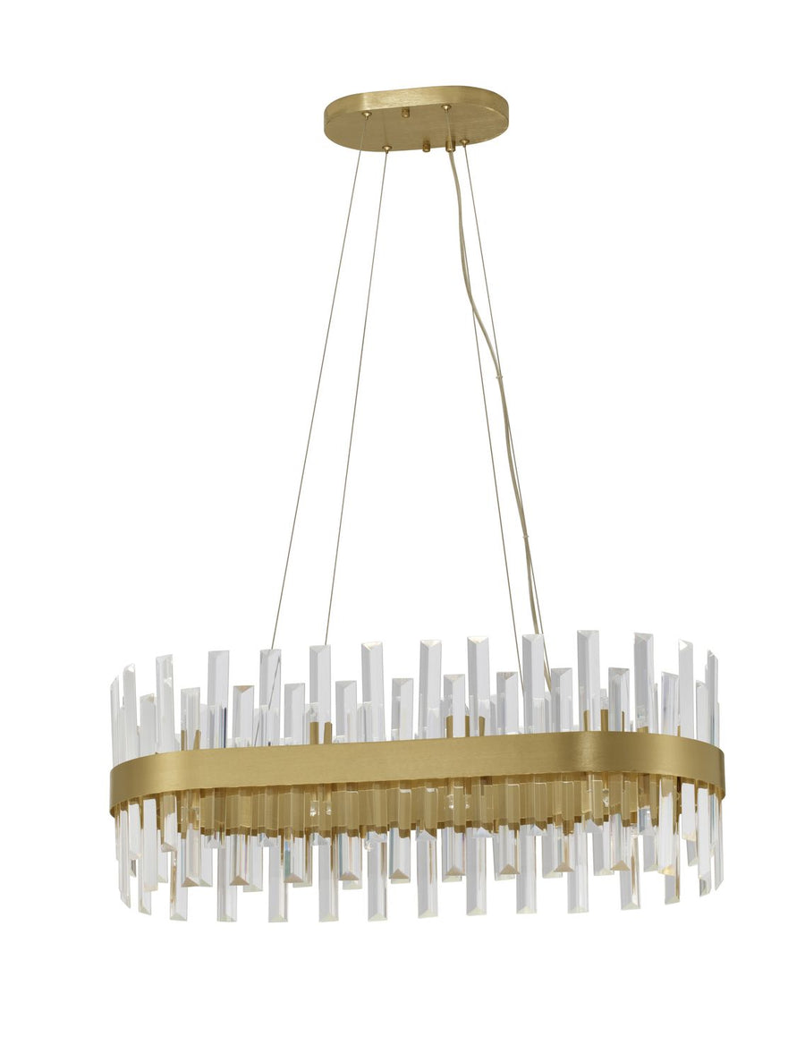 Suspension Crown 10 lumières dorée, cristal