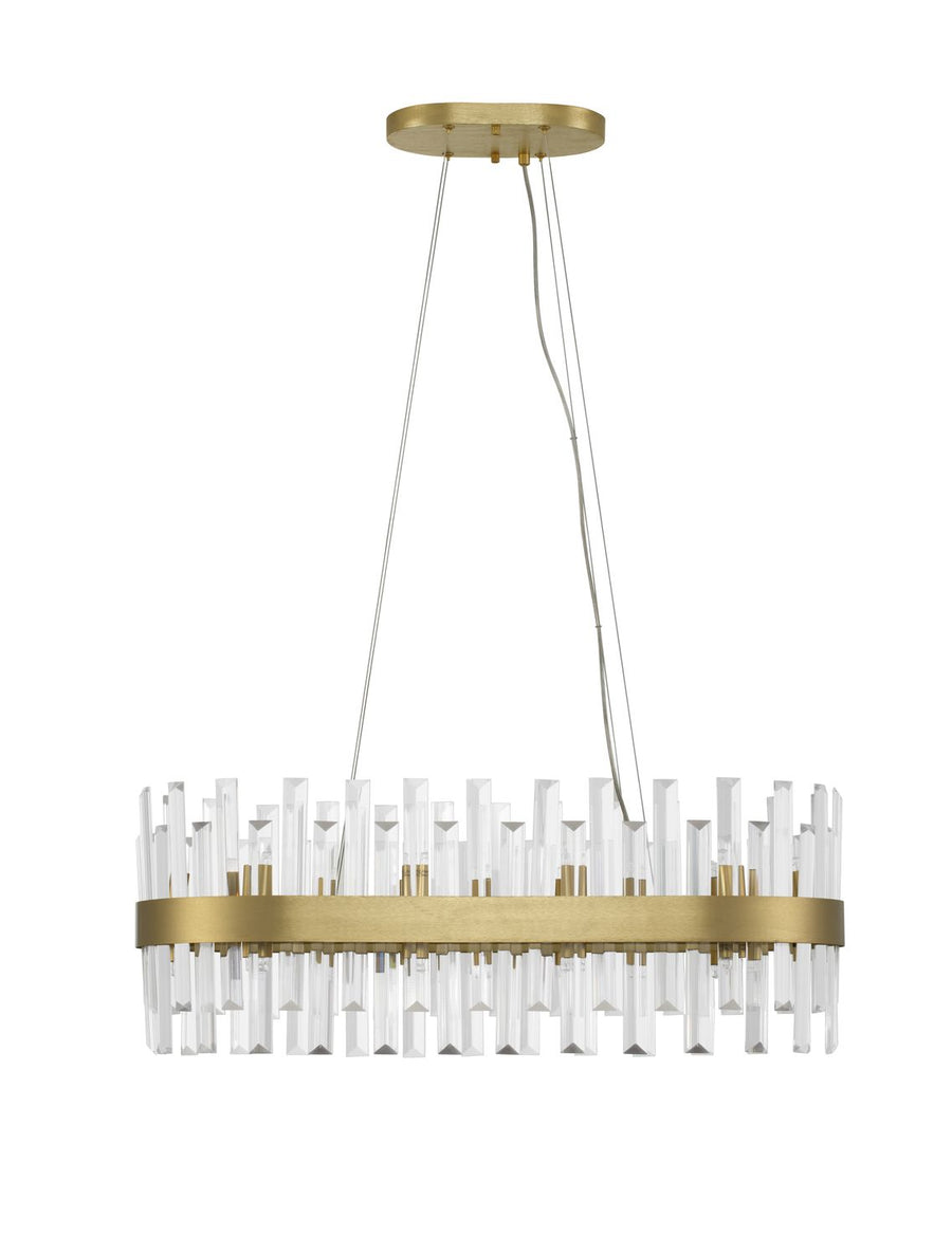 Suspension Crown 10 lumières dorée, cristal