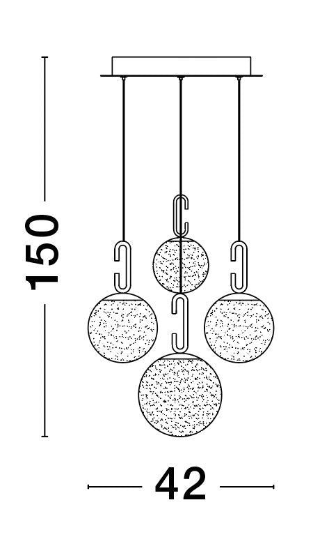 Suspension Hook dorée, verre, H 180 cm (9695222)