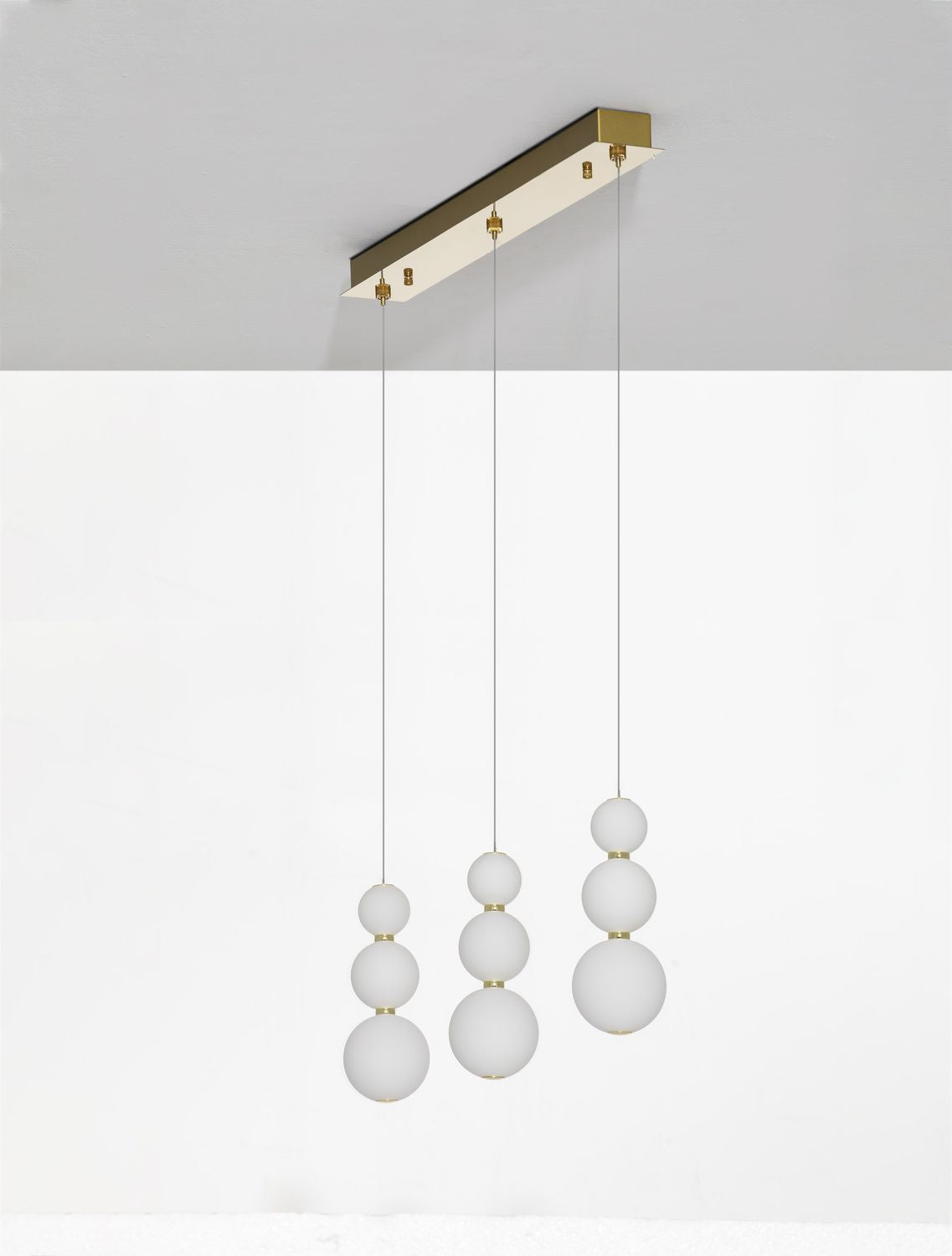 Suspension Perla dorée, verre, H 150 cm (9695243)