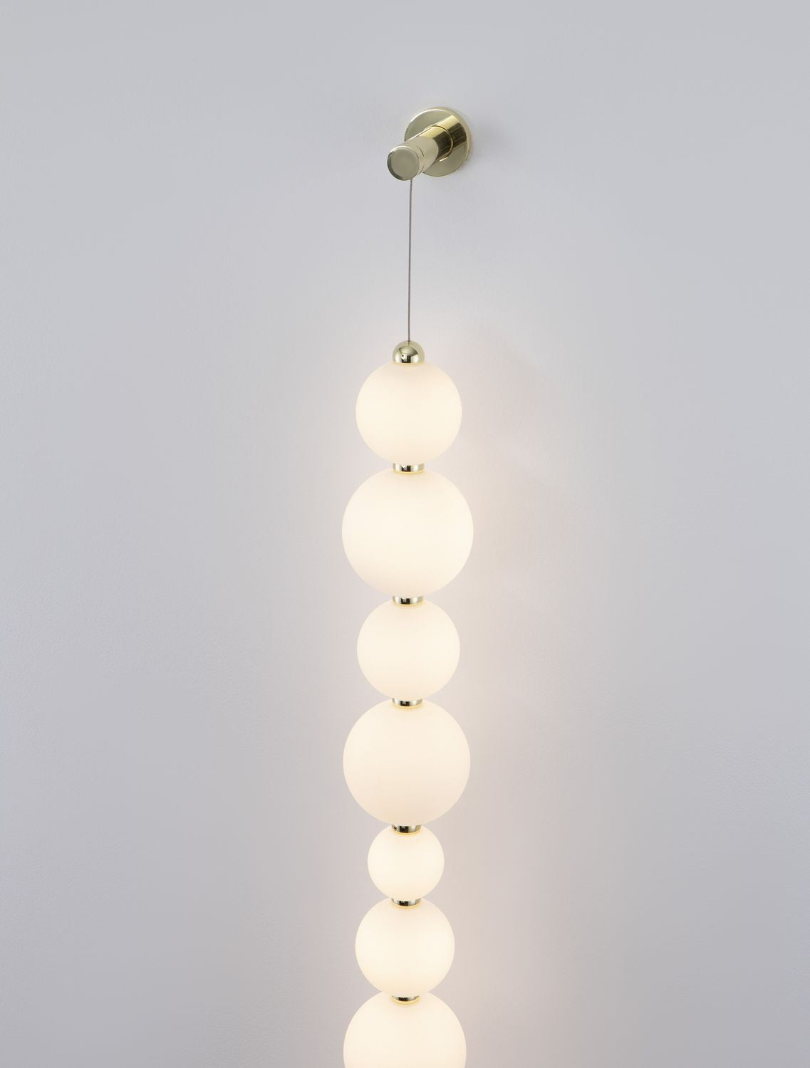 Applique murale Perla dorée, verre, H 124 cm