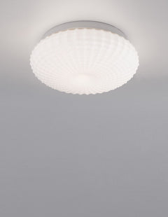 Plafonnier Clam 2 lumières blanc, verre
